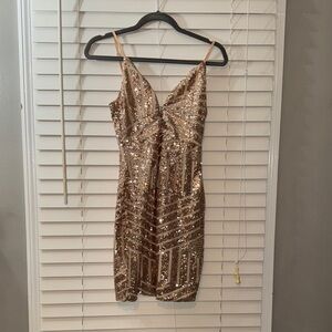 Tiger Mist Gold Sequin Mini Dress